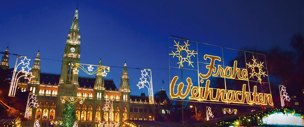 Vienna's Christmas Market illuminated at night, Austria